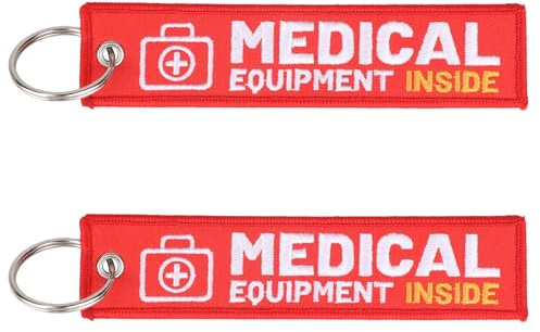 2pcs Medical Alert Tags for Bag, Medical Equipment Luggage Supplies Tag Reusable Durable Double-Sided ID Tags Keychain for Backpack Luggage