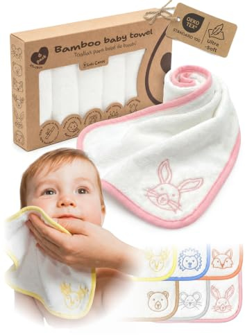 Toallas Bebe Bambú 25x25cm PACK 6 Toalla Facial Mano Cara Lavabo Higiene Recien Nacido Ultrasuave Hipoalergénica Absorbente Secado Rápido Reutilizable Regalo Bebe Recien Nacido Original Uso Diario