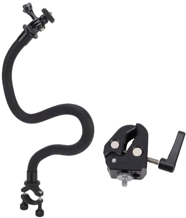 Walfront Support de Pince Flexible à Mâchoire avec Bras Réglable à 180 °, Support de Caméra en Alliage d'aluminium pour Caméra d'action, Guidon de Vélo, Tube de Micro de Bureau, Vis 1/4 Pouces