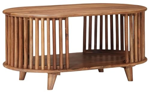 vidaXL Handgefertigter Kaffeetisch Natur 85 x 50 x 40 cm, Handgemachter, rechteckiger Akazienholz-Couchtisch, modernes Mittelpunktstück, stilvolle Möbel, einzigartiges Design