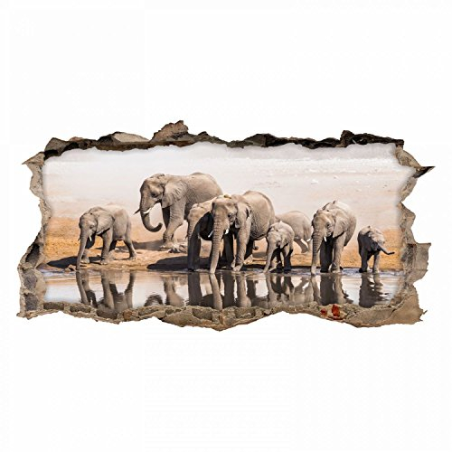 nikima - 098 Wandtattoo Elefanten Familie- Loch in der Wand - in 6 Größen - wunderschöne Kinderzimmer Sticker und Aufkleber Bezaubernde Wanddeko Wandbild Junge Mädchen Größe 750 x 380 mm