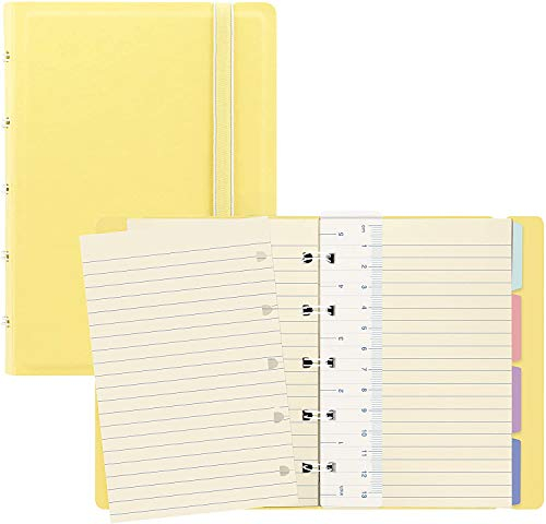 Filofax B115062U nachfüllbares Notizbuch, Taschenformat, 112 cremefarbene bewegliche Seiten Inklusive 4 Indexen (eins mit Tasche), Lesezeichen und Gummibandverschluss, Zitrone