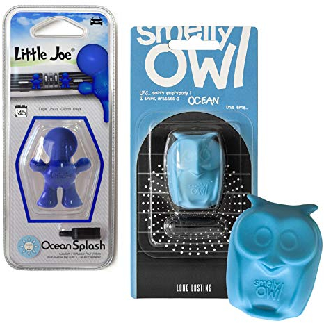 Doppelpack Little Joe + Smelly Owl Lufterfrischer fürs Auto zur Montage an jedem Lüftungsgitter +/-45 Tage Frische im auto (Ocean Splash)