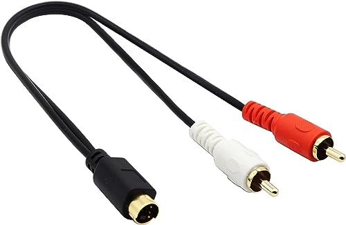 zdyCGTime cavo splitter S-Video 4 pin mini DIN Y placcato oro Combo 4 pin mini DIN S-Video maschio a 2 RCA maschio audio Y splitter prolunga cavo adattatore (25 cm)