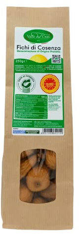 Valle del Crati Fichi di Cosenza DOP | Fichi Secchi Calabresi Essiccati al Sole | Ideale Ingrediente per ricette Dolci e Salate | Spuntino energetico | Sapore dolce e mielato | 250g