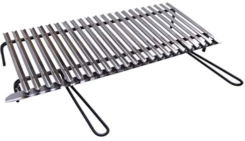 Fonderia Bongiovanni | Graticola per Camino | Graticola per Barbecue | in Acciaio | Griglia Inox per barbecue con recupero oli (50x35 cm)