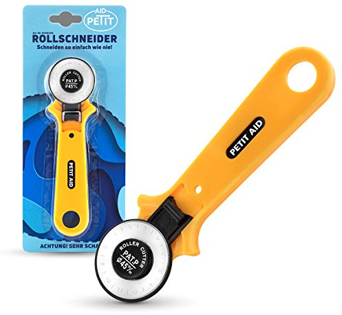 PETIT AID® - Rollschneider mit 45 mm Rundklingen speziell für Latex, Leder, Baumwollstoff und Papier - auch für Profi