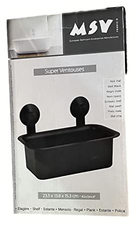 MSV Etagère Panier de Douche à ventouses PVC Noir Mat