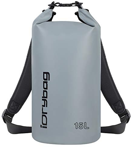 IDRYBAG Dry Bag Waterproof Floating, PVC Waterproof Bag Roll Top, 15L Dry Bag Kayak Storage for Kayaking, Boating, Rafting, Swimming, Hiking, Camping, Travel, Beach