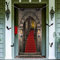 Blulu 3D Schloss Tür Abdeckung Hintergrund Mittelalter Party Dekorationen Stoff Mittelalter Eingang Dekoration für Geburtstag Vampir Halloween Party 2.0 x 0.9 m