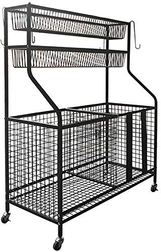 JTRHD Sports Equipment Storage Rack Football Basketball Storage Rack Mounts Golf Cart Ball Storage Basket with Wheels for Schools and Shops Sports Gear Organizer (Color : Black, Size : 91.5x42x117cm)