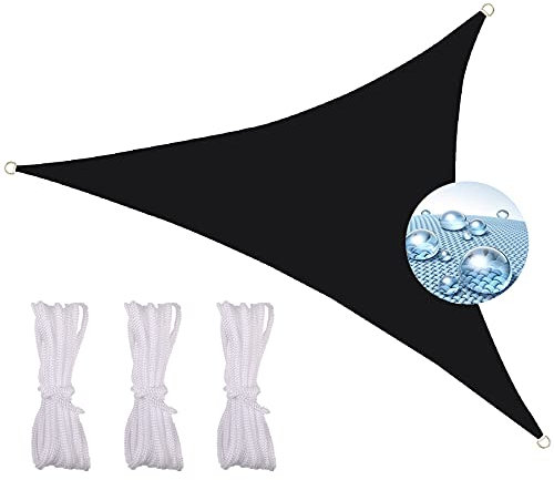 Toile D'Ombrage Triangulaire 3X3X3M, Tissu Oxford 420D Étanche Résistant aux déchirures Ombre, Protection Solaire, Protection UV Voile d'ombrage Parasols et Stores pour Patio -Noir.