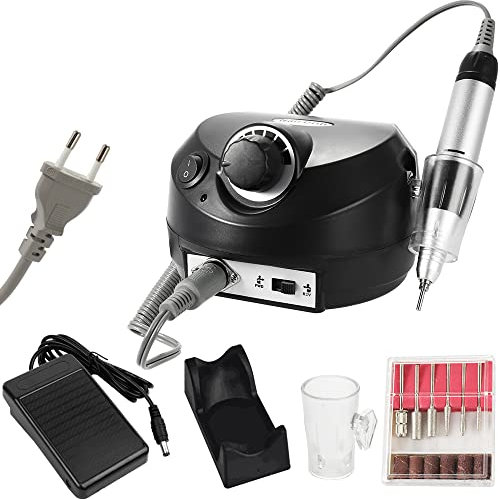 Layhou Nagelfräser Elektrische Nagelfräser für Gelnägel Nagelfeile 30000 U/min Maniküre Pediküre Set mit Fußpedal 6 Aufsätzen