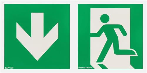 notlok Safety Work - Panel de salida de emergencia [30 x 15 cm] | Panel fotoluminiscente de PVC con banda de montaje | Bloque de emergencia, paneles de seguridad, bloque de salida de emergencia