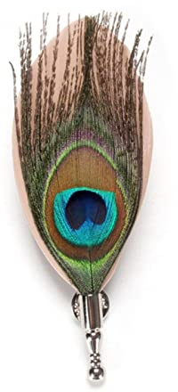 KhuWan Broches de Broche de Plume de Paon de Mode Faites à la Main pour Les Hommes Costume de Mariage de Performance 10 Couleurs