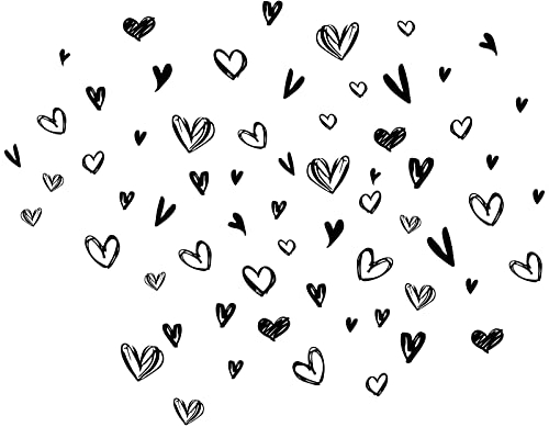 SUPERDANT 52 Stück Loving Hearts Wandaufkleber Schwarze Liebe Wandsticker Valentinstag Herz Für Schlafzimmer Wandtattoo Vinyl Wandsticker Kinderzimmer Kinderzimmer Valentinstagsgeschenk