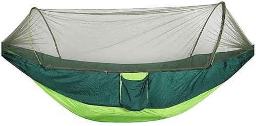 Xinduolei Camping-Hängematte mit Moskitonetz Pop-up Light Tragbarer Außenfachschütze Hängematte Schwung schlafende Hängematte Camping Zeug (Color : Green)