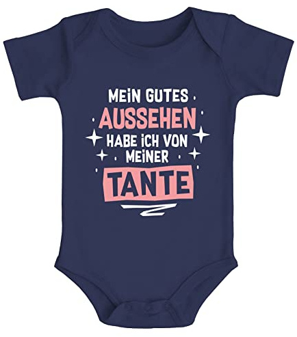 MoonWorks® Baby Body Mein gutes Aussehen hab ich von meiner Tante/Meinem Onkel lustige Sprüche Bio-Baumwolle Jungen & Mädchen