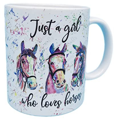 Just a girl who loves horses water colour designed gift mug - For all occasions including birthdays and anniversaries