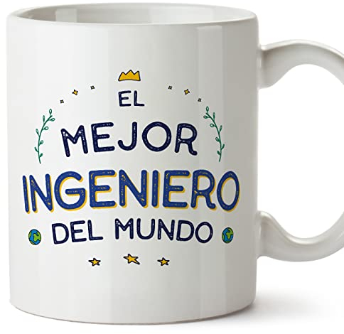 MUGFFINS Tazas para INGENIERO hombre - En Español - Mejor del Mundo - 11 oz / 330 ml - Regalo original y divertido