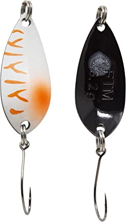 Fishing Tackle Max FTM Spoon SALZA UV Blinker 3,2g - Weiß-Orange/Schwarz Forellenblinker