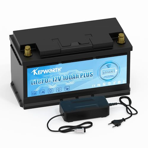 Bluetooth Batterie Lifepo4 12v 100ah avec cellules Grade A et BMS Parfait Temps de Cycle Bas jusqu'à 10000 pour Moteur trolling RV Solaire supportent la Connexion en série et en parallèle