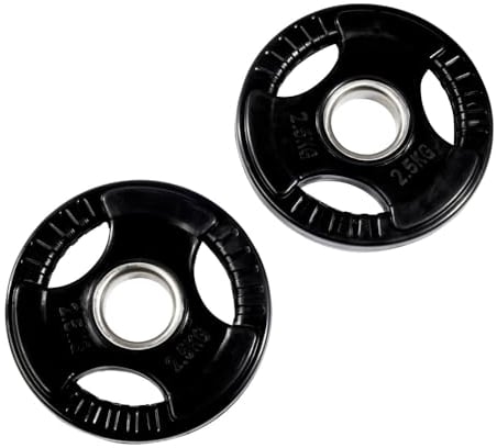 Equipped Gym - Olympic Tri Grip Weight Plate Set 1.25kg - 25kg. 2 Cast Iron And Rubber Coated Weights For Weight Lifting Gym Equipment For Home & Commercial Use For Both Men And Women (2x 2.5kg)