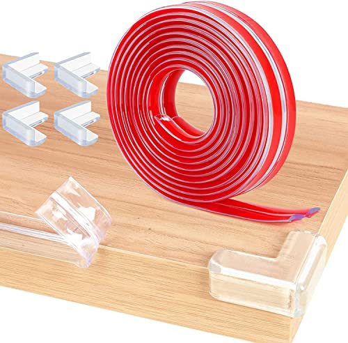 6 Meter Edge Protector and 4 Baby Safety Corner Guard Protectors for Kids,Table Corner Protectors for Baby Safety Adhesive Baby Proofing Edge Corner Guards for Furniture Table Cabinets