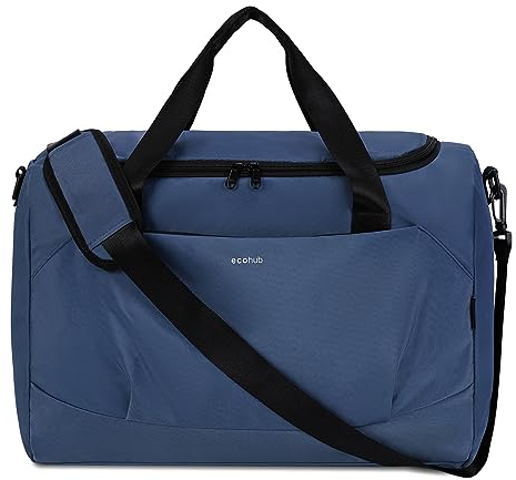 ECOHUB 30L Reisetasche Groß, für Easyjet Handgepäck 45x36x20, Faltbare Sporttasche Damen Herren, Wasserabweisend Schwimmtasche, Handgepäck Tasche für Flugzeug Weekender Saunatasche(Blau)