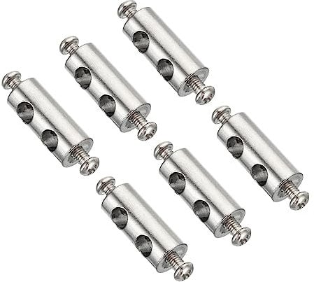 PATIKIL 25x11mm Wire Rope Clips Set, 6 Pcs 6mm Hole Steel Double Holes Lock Cable Clamps Clip with M4x0.7 Phillips Screws for Cable DIY Fittings, Silver