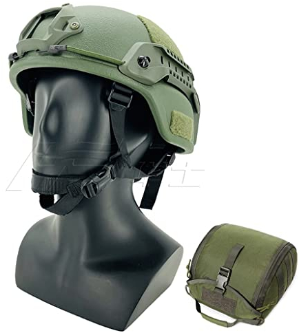 Mich2000 Aramid GA NIJ IIIA Outdoor Schutzhelm Kevlars Schneller Militärischer Ballistischer Taktischer Helm 10mm Dick, Gewicht 1.5KG, Mit Helmtragetasche (Color : OD)