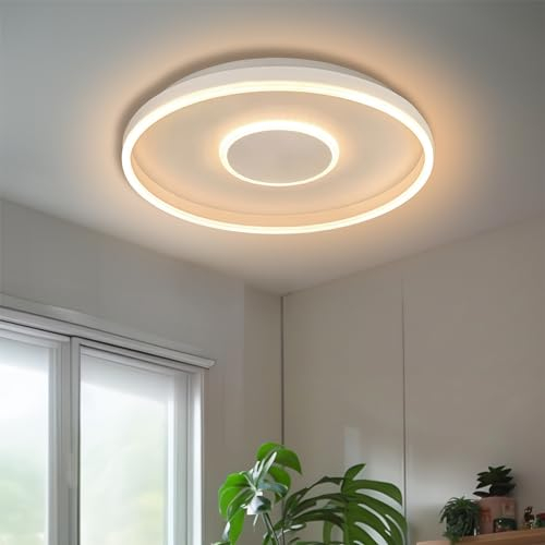 Led Deckenleuchte Runden Deckenlampe Weiß,35w Acryl Stufenlose Dimmung Schlafzimmerlampe 3000-6000k 40cm,Geeignet Für Schlafzimmer, Wohnzimmer, Kinderzimmer, Arbeitszimmer, Restaurantund Szenen