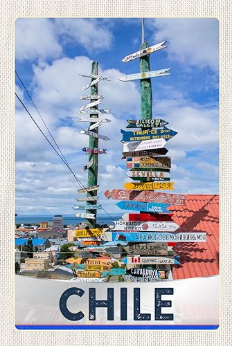 Blechschild 18x12 cm Chile Meer Strand Weg Wand Deko Bar Kneipe Sammler Geschenk
