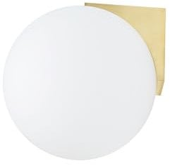 Licht-Erlebnisse Badlampe Wand Kugelschirm B: 15 cm klein rund IP44 in Messing Weiß G9 Glas Metall Wandlampe Badezimmerleuchte