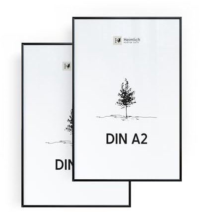 Heimlich® - Cadre photo - A2 42 x 59,4 cm, aluminium, noir, lot de 2 - Cadres pour posters moyens - Montage mural uniquement