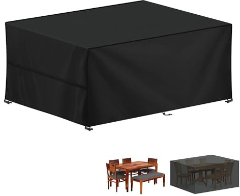 LAMUNI Housse pour Mobilier de Jardin, 420D Oxford Bâche Table de Jardin, Imperméable Housse Table Jardin Bache de Protection Exterieur Salon de Jardin pour Table, Chaise et Canapé, 230x130x95cm