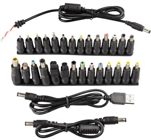 28pcs Multifunctional Power Adapters For Laptops Universal Power Supply Connectors Conversion Plugs+3pcs Connection Cord Laptop Charger Cable Kit