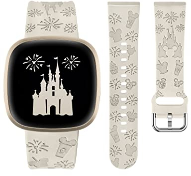 BEEXI Graviertes Cartoon Armband Kompatibel Mit Fitbit Versa 4/3, Sense 2 - Weiches Silikon Ersatz Armband für Frauen, Niedlich und Sportlich für Sense 4 Uhr Zubehör
