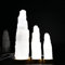 LANDSTER Selenit USB Lampe Selenit Tischlampe LED Weißlicht mit Holzsockel Ladeturm Selenit kristall nachttischlampe Edelstein lampe Reinigung Dekoration home decor (15 cm)