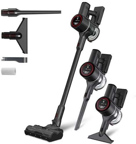 KLAMER Akku Staubsauger, 2-in-1 Staubsauger kabellos & Handstaubsauger, Akkulaufzeit bis 50 min, Akkustaubsauger mit HEPA Filter für Teppich, Auto & Hartböden
