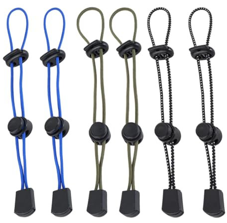 EIHI 6 pezzi di corda elastica per bastone da trekking, corda elastica regolabile, accessori per zaini, accessori da trekking, adatto per abbigliamento con cordino, Nero, blu, verde militare