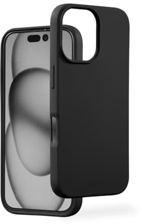 Hama Hülle für iPhone 16 (Handyhülle, stoßfest, Kratzfest, Elegante Schutzhülle für Rückseite, weich, Slim, softe Oberfläche, Wireless Charging kompatibel) schwarz