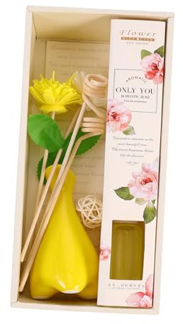Levemolo Ceramic Oil Diffuser 1 Set Ceramic Bottle Aromatherapy Set Yellow Osmanthus Scent Bathroom Bedroom Diffuser Aromatherapy Essential Oil Set Scent Diffusers for Home