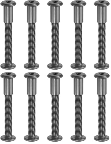 PATIKIL 10 kit Tornillo de Conexión, M8*40mm Postes de Tornillo de Unión Hexagonal Tornillos Chicago de Encuadernación Acero al Carbono Manguito para Muebles Cinturón Armario, Negro