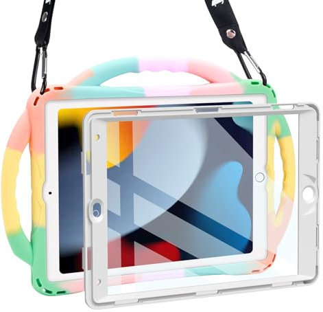 TOPESCT Étui pour Enfants pour iPad 10,2 9e/8e/7e génération – Fabriqué en Silicone adapté aux Enfants, avec Protecteur d'écran intégré, poignée Antichoc pour iPad 9/8/7 Gen 10,2