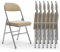 Chleby 6er Set Bequemer Klappstuhl Küche aus Leder Klappstühle Besucherstuhl mit Dickes Kissen Klappbare Esszimmerstühle sind geeignet für Küche, drinnen, draußen, Konferenzraum Beige