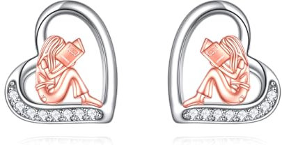 YFN Lese Ohrringe Sterling Silber Sport-Ohrstecker Schmuck Geschenke für Frauen Lese Liebhaber