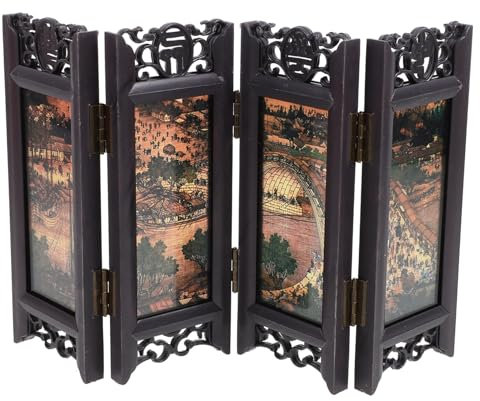 VOSAREA Petit Écran Mini Écran De Style Chinois Décoration De Paravent Cloison D'écran Solide Jouet Mini Écran De Maison Artisanat d'art National Paravent Chinois Paravent Ancien PP Black