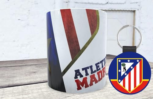La Huella Taza y llavero personalizado del Atlético de Madrid. Para todos los fanáticos hinchas del Atlético, un colchonero sentimiento que supera al mero deporte.