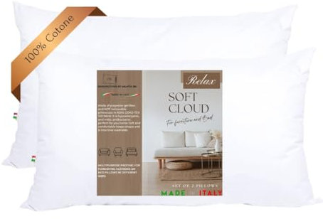 GM Soft Cloud Set mit 2 Bettkissen 40 x 60 cm Kissen mit Füllung aus antiallergischer Faser aus 100% antiallergischer Baumwolle Made in Italy